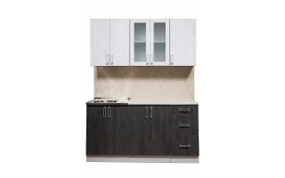 фото Кухня 1,8 м, Белый алмаз/ Темная сталь Акрэтбел